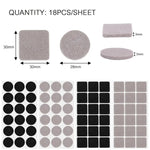 protecteurs meubles feutre adhésifs noir gris clair 30x30mm 28mm ronds carrés pratique utilitaire 18pièces