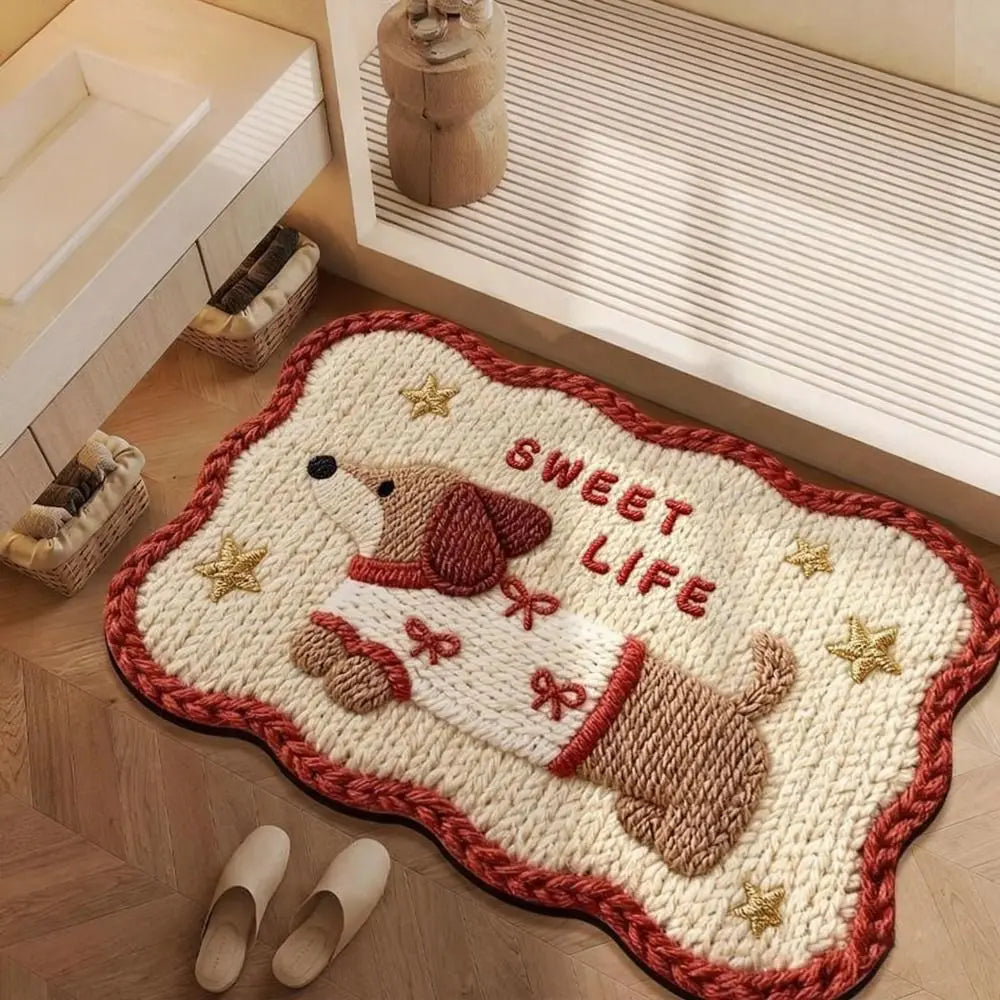 tapis décoratif intérieur antidérapant motifs animaux ours chat enfantin texture poilue