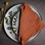 serviette table coton texture lin bords franges rustique décoration fête mariage maison