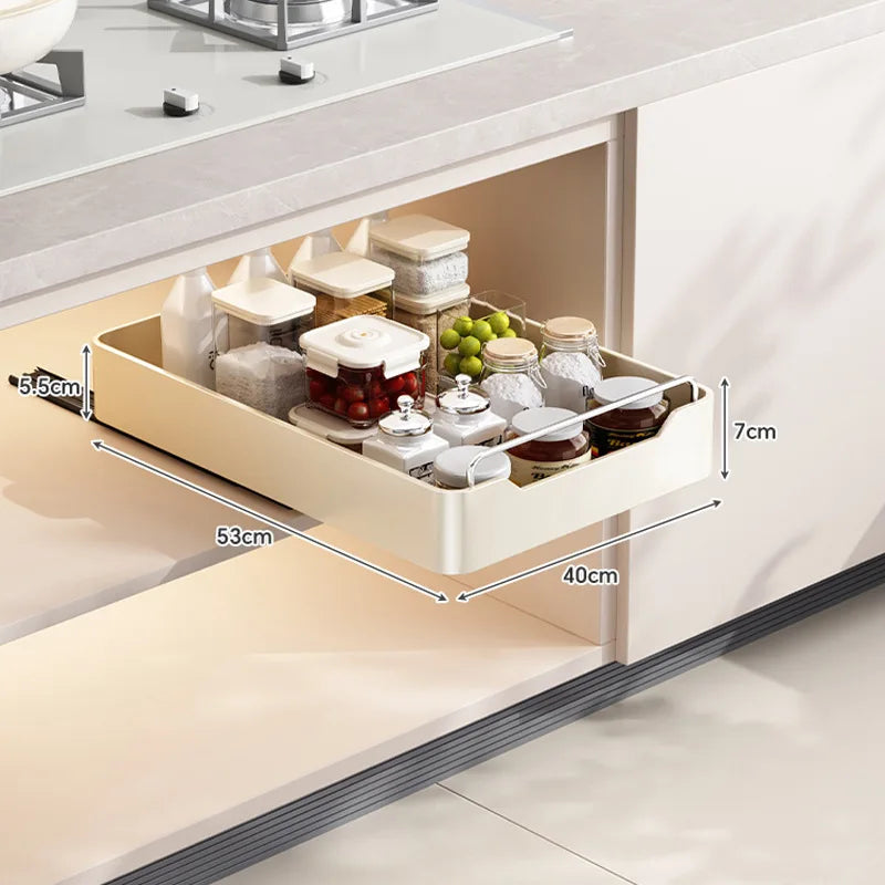 paniers rangement blancs acier inoxydable moderne adhésifs cuisine tiroirs armoires évier espaces étroits