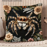 housse coussin araignée fleurs moderne polyester noir beige blanc 45x45cm