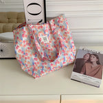sac main femme toile florale motif fleurs rouge décontracté polyvalent doux polyester