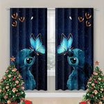 rideaux imprimés nuit étoilée papillons enfant bleu or décoratif rod pocket polyester moderne