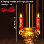 bougies led dragon or rouge artisanal traditionnel base ornée haute 26 cm