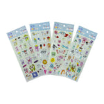 stickers cartoon dents souriantes animaux fleurs blanc rose vert bleu jaune orange rouge