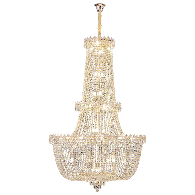 lustre cristal doré transparent classique chaîne ajustable ampoules e14 moderne chambre salon