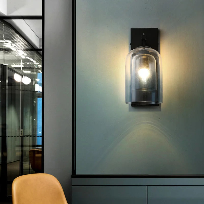 lampes murales modernes transparentes base métallique noir doré led filament