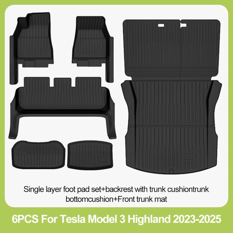 tapis sol voiture tesla model noir rayures horizontales moderne clips protection pieds