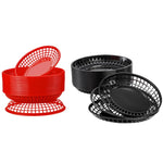 paniers ovales plastique rouge noir grille service alimentaire party trays restaurants
