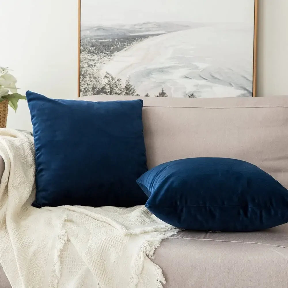 coussin carré velours bleu marine moderne 30x50cm 45x45cm décoration sofa lit voiture