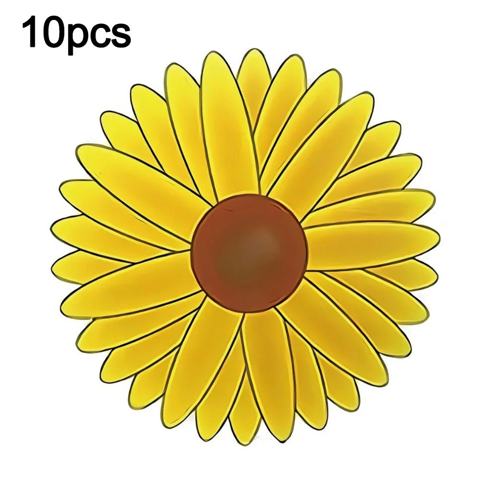 sticker mural décoratif moderne fleurs stylisées pavot tournesol rouge bleu orange jaune