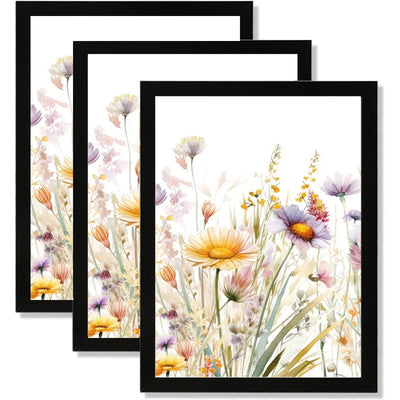 Set de 3 cadres photo bois noir et blanc design moderne