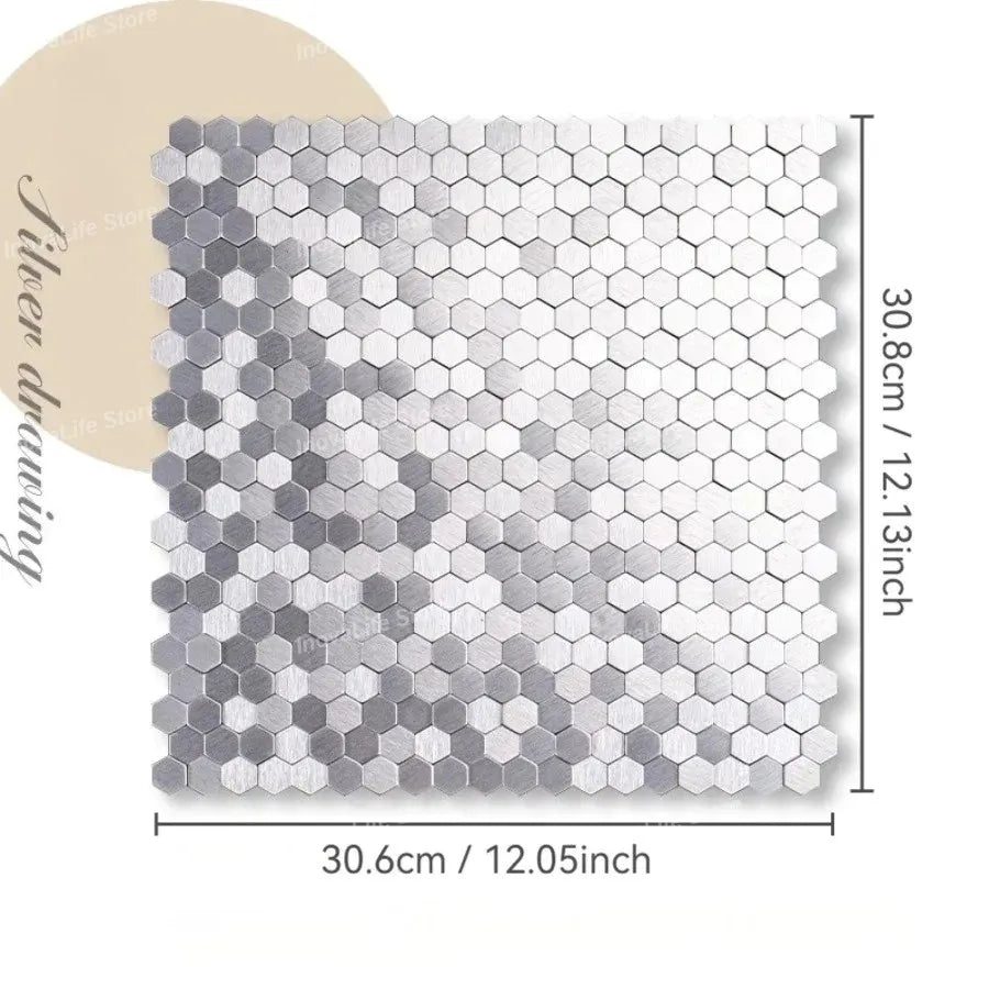 carreaux hexagonaux métal brossé adhésifs modernes gris bronze cuivre doré salle bain chambre