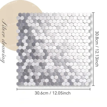 carreaux hexagonaux métal brossé adhésifs modernes gris bronze cuivre doré salle bain chambre