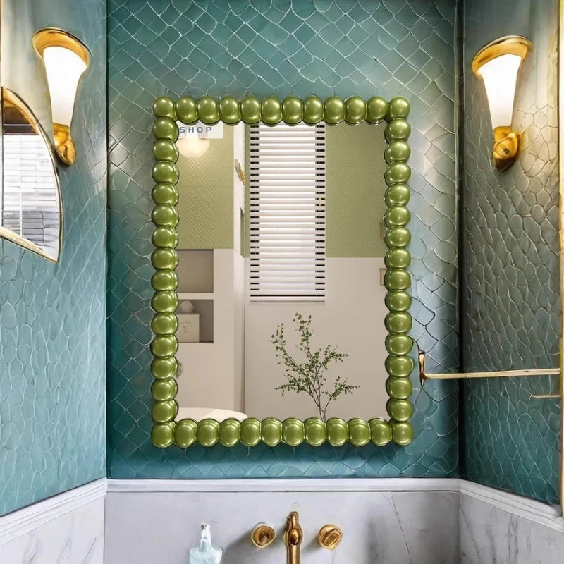 miroir pied vert or blanc luxueux classique opacité adhésif led rectangle