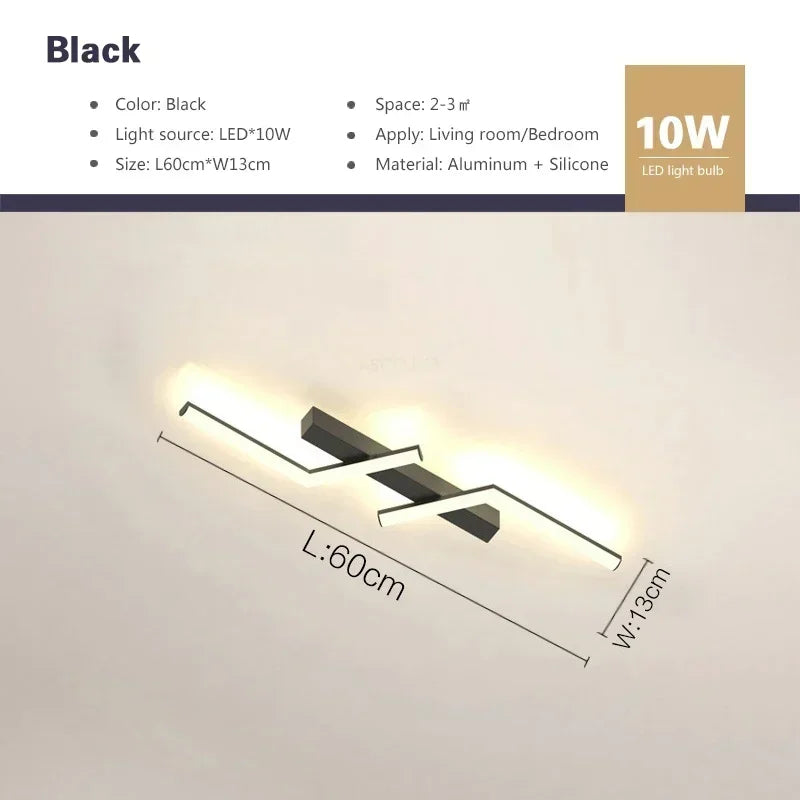 lampe moderne minimaliste noir blanc rectangulaire lisse 60cm 80cm 100cm 120cm led stepless dimming