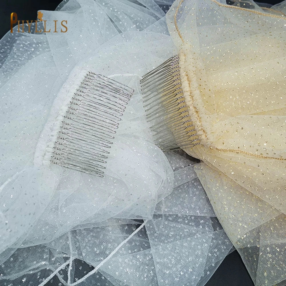 voile mariée blanc paillettes dorées clips métalliques élégant demoiselles honneur mariage