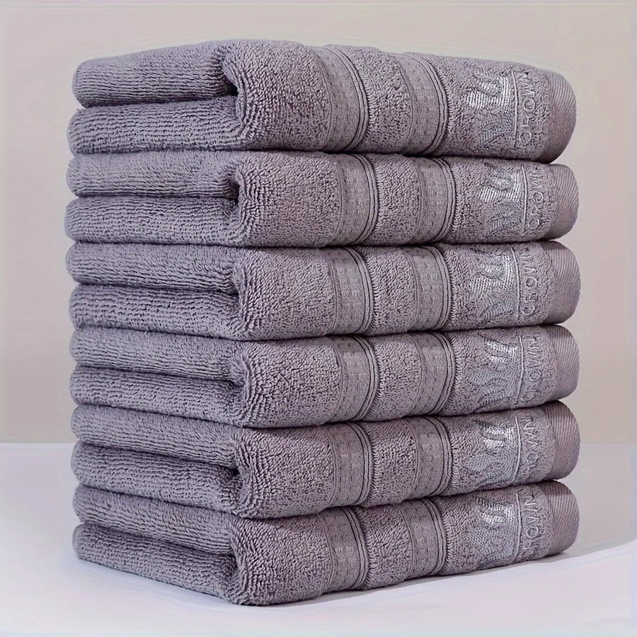 serviettes coton brodées bleu marine gris clair absorbantes douces moderne
