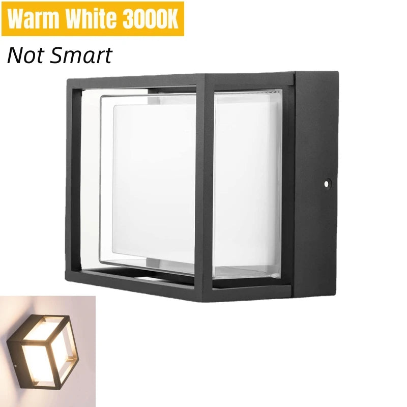 lampe murale led ip65 étanche controle vocal google alexa contemporaine noire 16cm