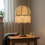 abat jour vert feuilles classique franges opacité tissu lampe décoration chambre moderne vintage