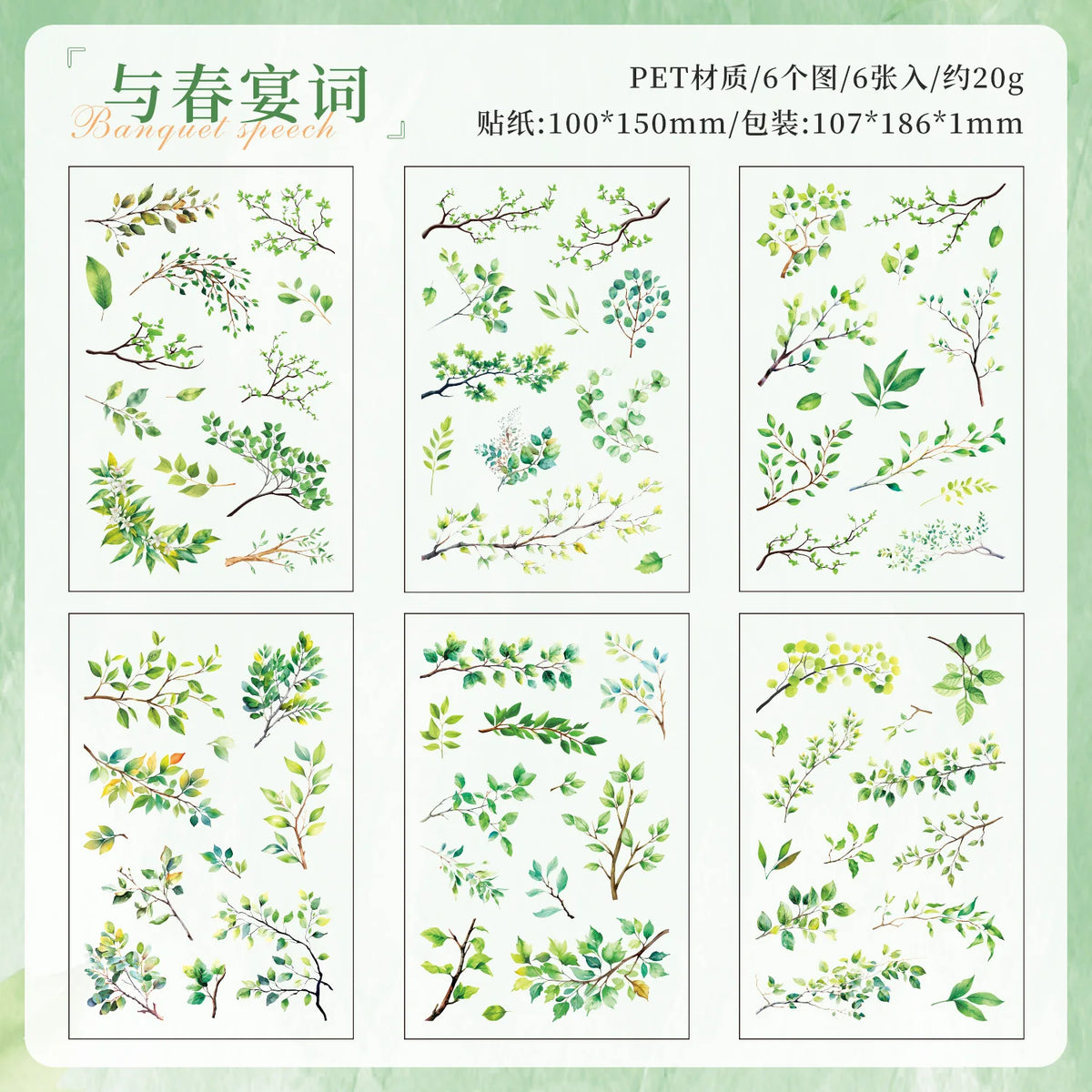 autocollants transparents feuilles branches diverses couleurs adhésif scrapbooking collage diy journal
