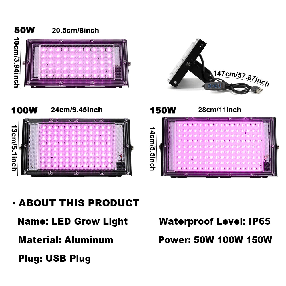 lampe led croissance végétale 50w 100w 150w violet noir moderne dimmer tringles aluminium