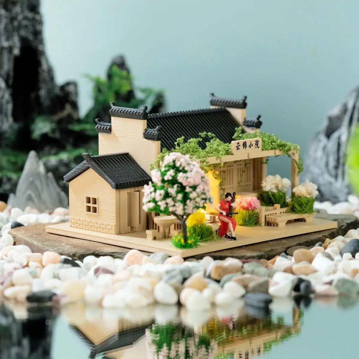 décoration miniature maison asiatique végétation artificielle figurines traditionnelles LED éclairageextérieur jardin tdaH