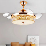 ventilateur cristal led lumineuses modernes télécommande or scintillant 42pouces