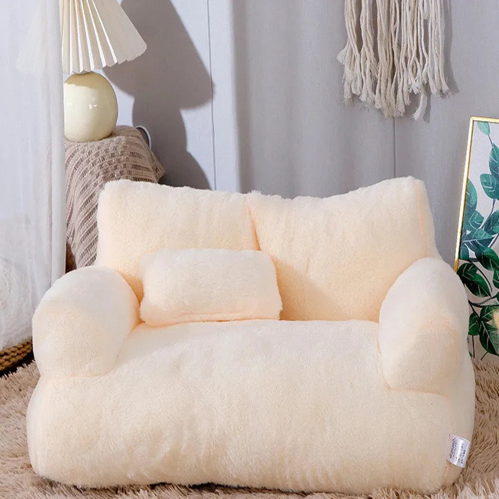 canapé chat peluche détachable lavable beige confortable moderne sofa douillet