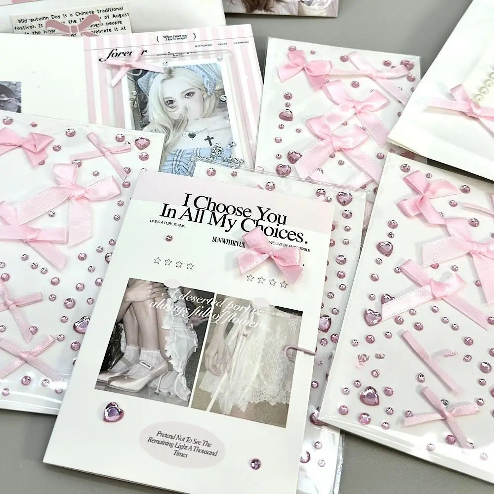 porte photos brillant rubans rose coeurs strass adhésif unisexe adulte blanc décoratif