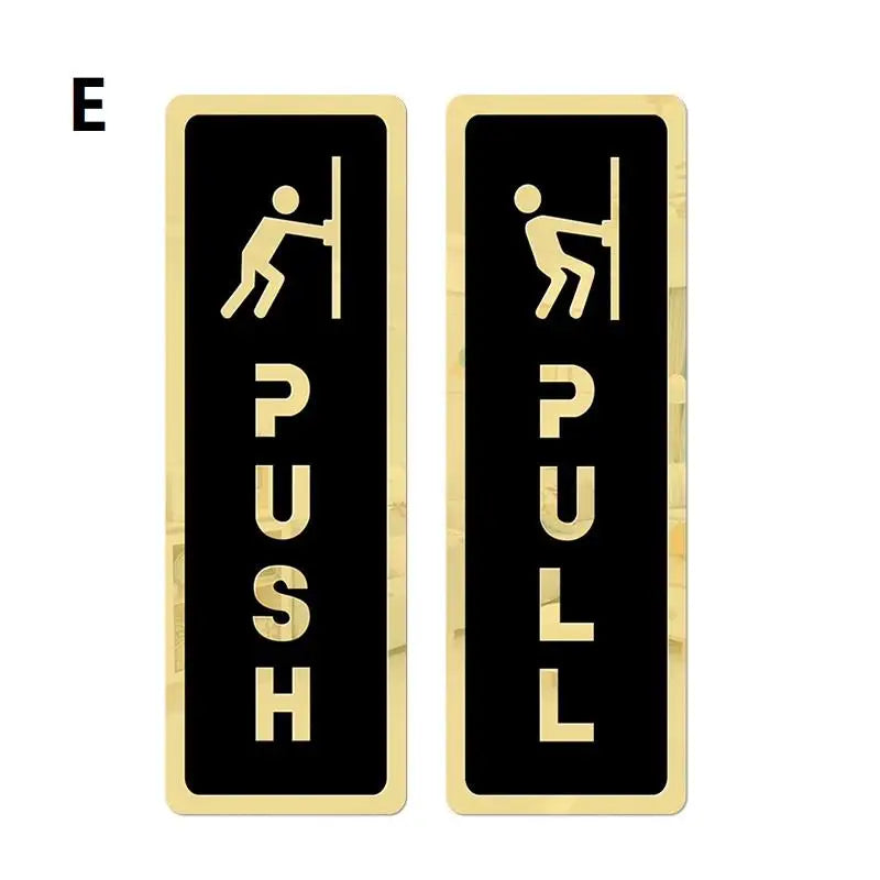 panneau porte push pull or blanc adhésif moderne classique lettres icones humaines echangement magasin