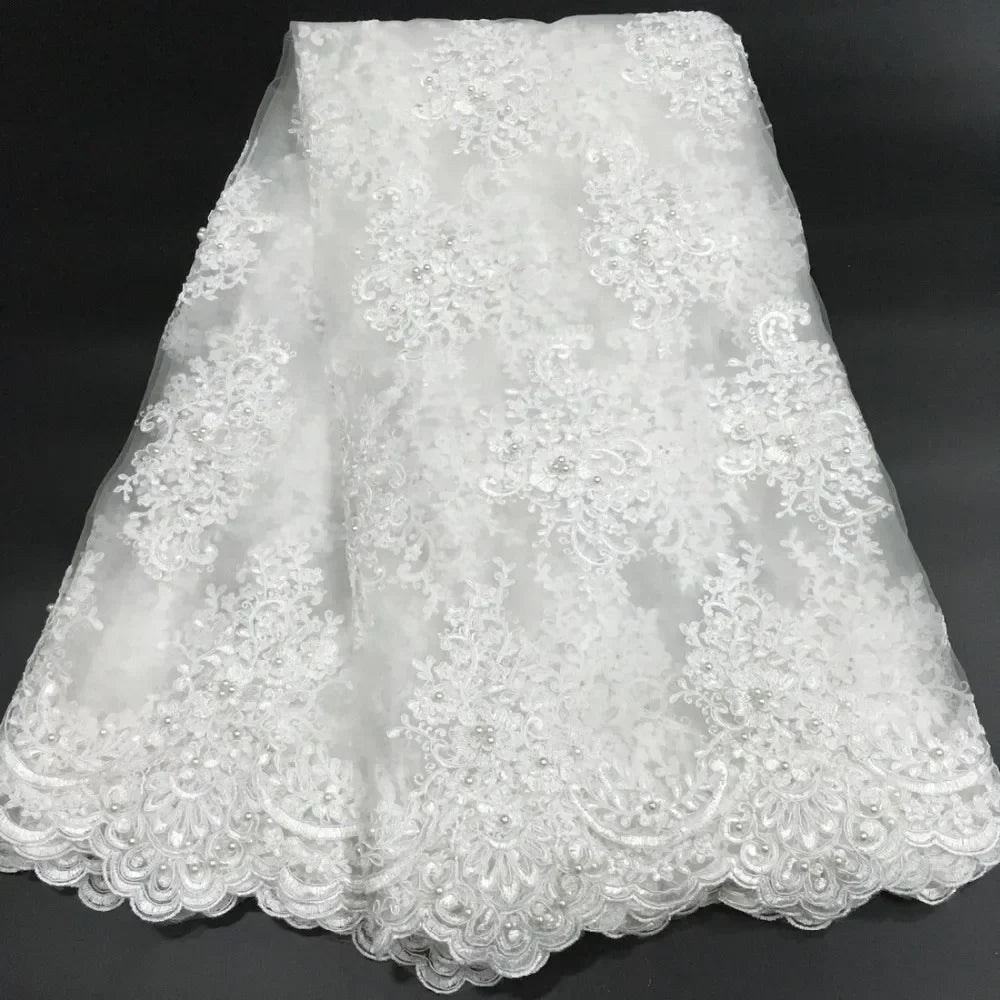 tissu dentelle polyester blanc noir floral translucide élégant mariage robes