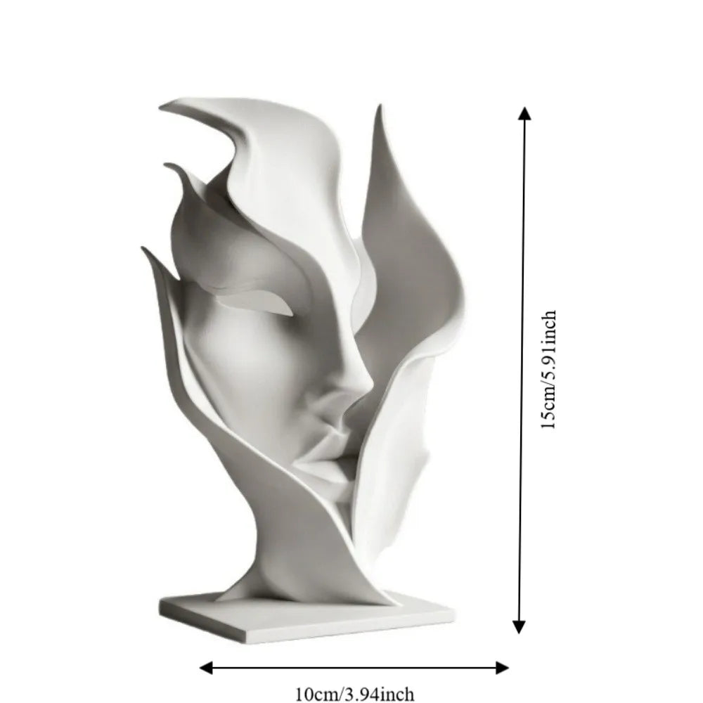 ornements faciaux sculpture visage moderne décoration intérieure noir blanc table abstraction déco chambre