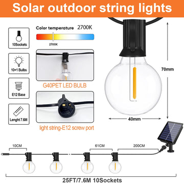 guirlande solaire lumineuse 30m 50 boules blanc chaud moderne panneau solaire télécommande interrupteur intégré