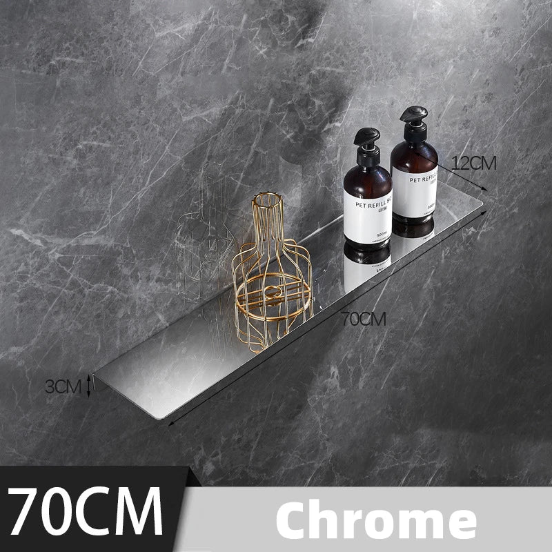 étagère murale moderne acier inoxydable chrome noir 80cm 70cm 60cm