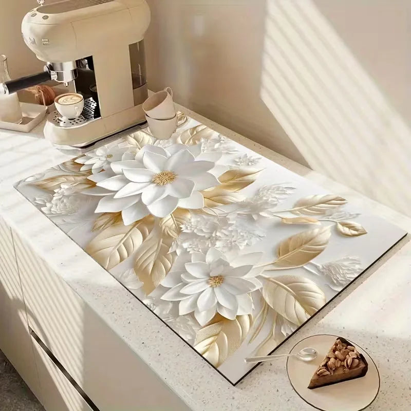 tapis cuisine moderne fleurs géométriques respectueux environnement 20x30cm 30x40cm 40x60cm 50x80cm