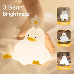 veilleuse canard blanc jaune coeurs moderne enfantine adhésive rechargeable usb tactile