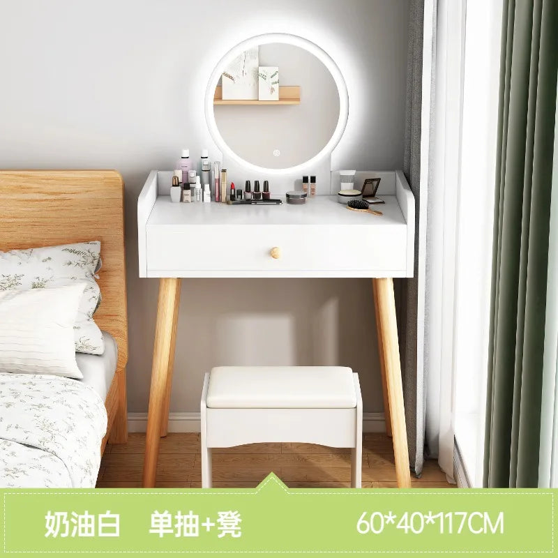 maquillage blanc moderne tiroirs chaise miroir lampe cosmétiques