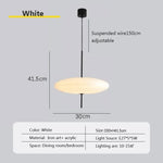 suspension led moderne acrylique blanc pendentif opaque chambre salon e27 90 260v