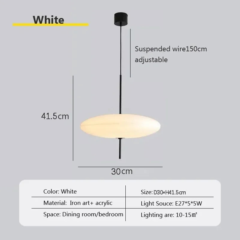 suspension led moderne acrylique blanc pendentif opaque chambre salon e27 90 260v