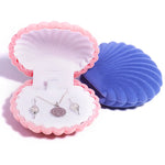 boîte bijoux velours coquillage rose bleu blanc élégante portable clips bague pendentif bracelet