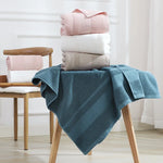 serviette bain coton bleu rose blanc rayures horizontales rapide absorbante machine moderne douce