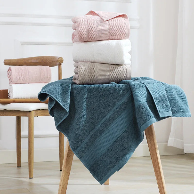 serviette bain coton bleu rose blanc rayures horizontales rapide absorbante machine moderne douce