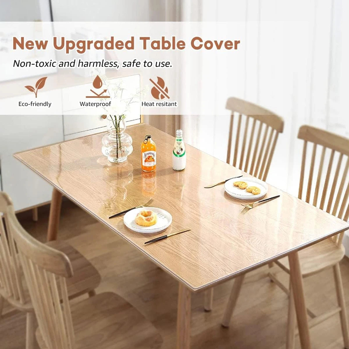 protège table transparent pvc imperméable nappe plastique solide lavable maison mariage extérieur