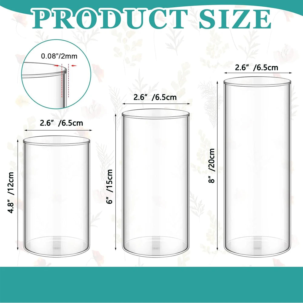vases cylindriques verre transparent élégants minimaliste set decoration table maison mariage