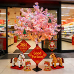 arbre artificiel fleurs rose moderne décoration extérieure baby shower papier rouge cheval