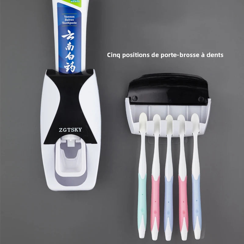 distributeur dentifrice porte brosse dents anti poussière support rangement mural accessoire salle bain moderne