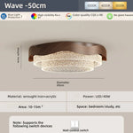 lampe moderne texture bois cristaux dorés noir opacité led tricolore