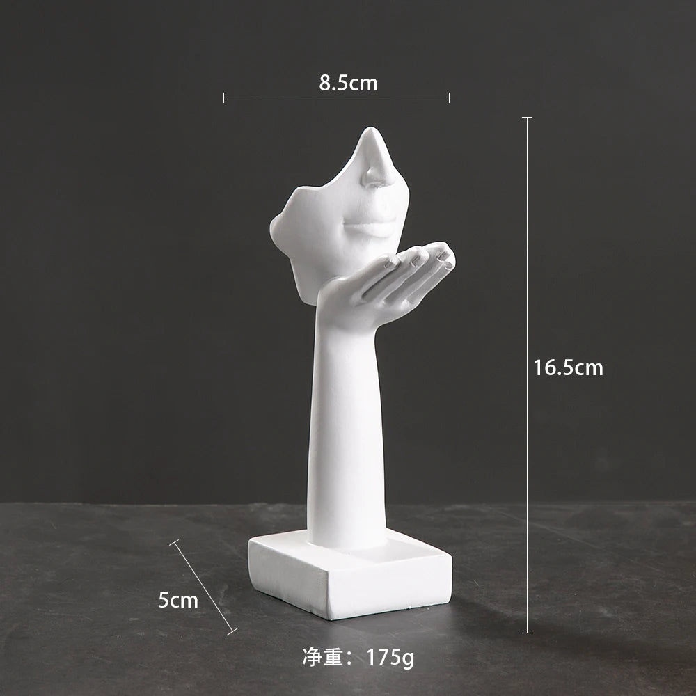 statuettes décoratives visage humain noir blanc doré modernes minimalistes abstraites contemporaines base carrée livres