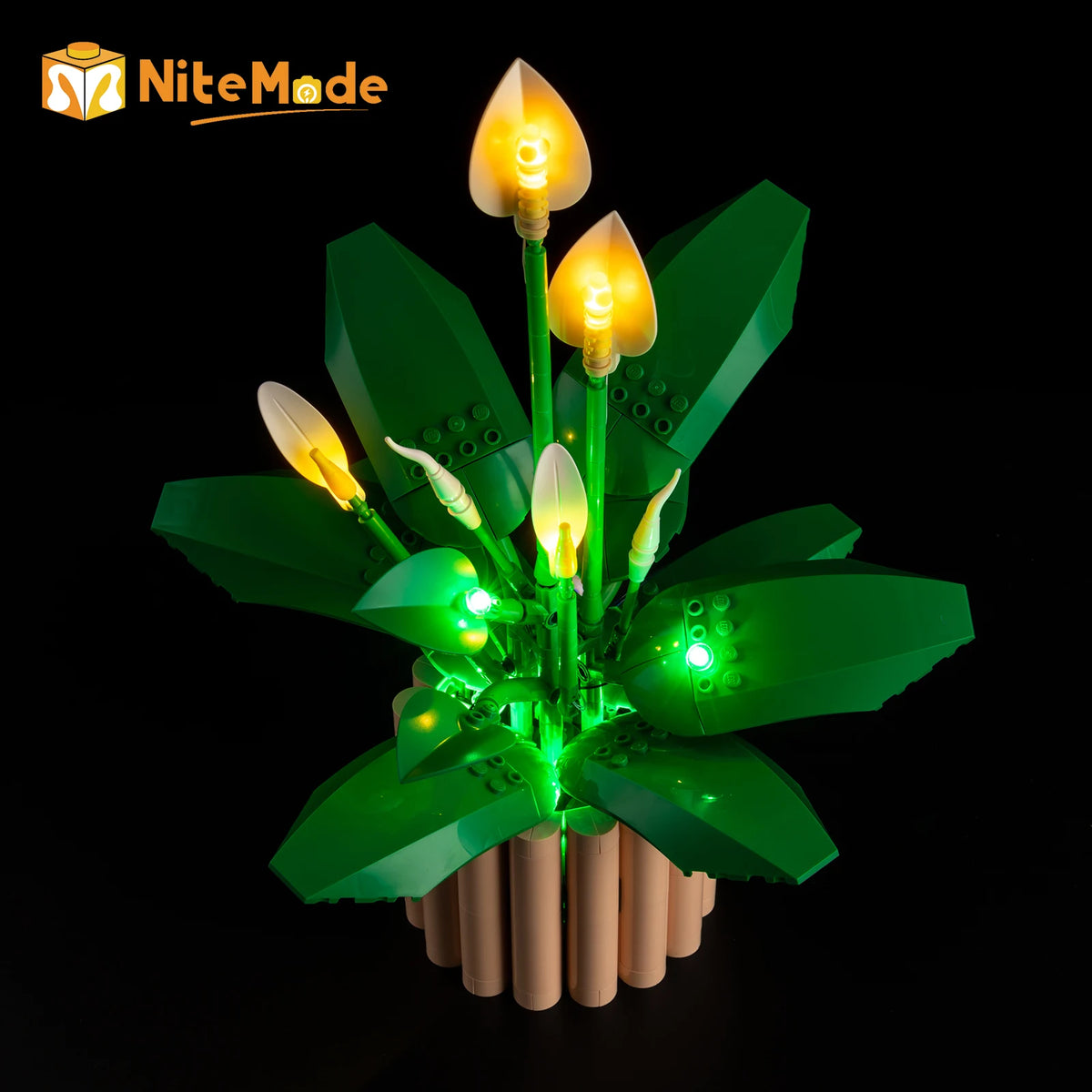 plante artificielle lumineuse feuilles larges éclairage led moderne décoration base vase cable usb